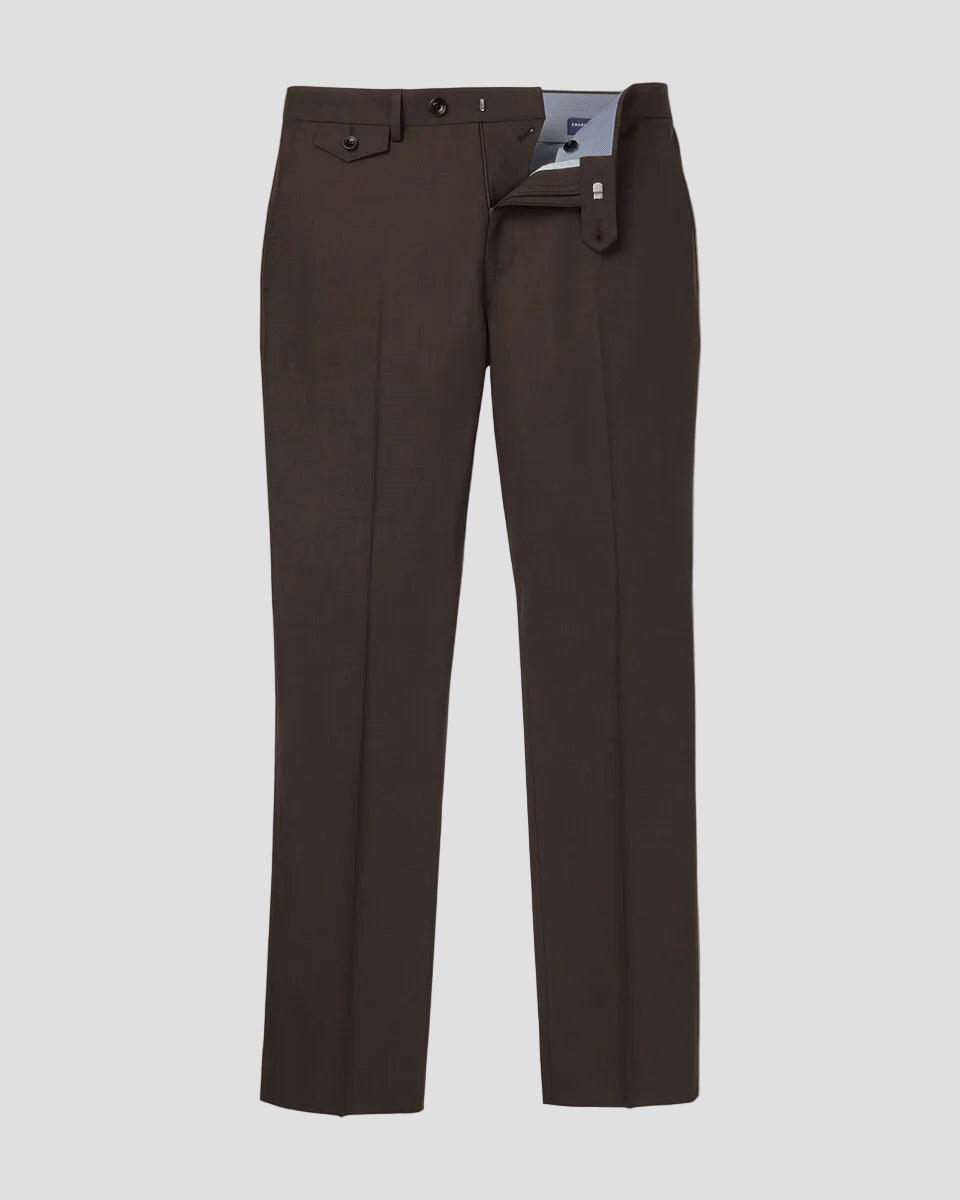 Charles Tyrwhitt Wool Stretch Trousers - Chocolate