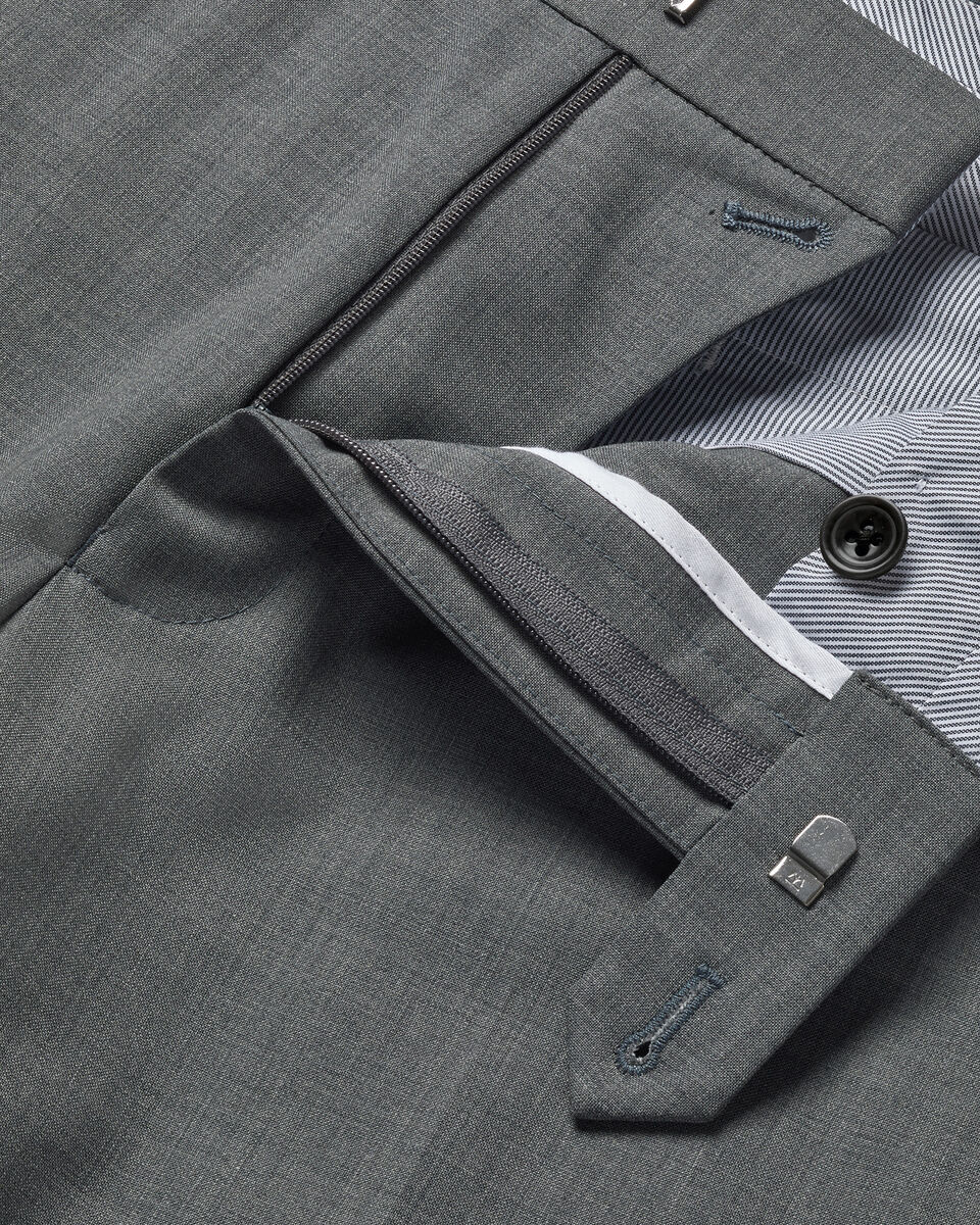 Charles Tyrwhitt Wool Stretch Trousers - Grey