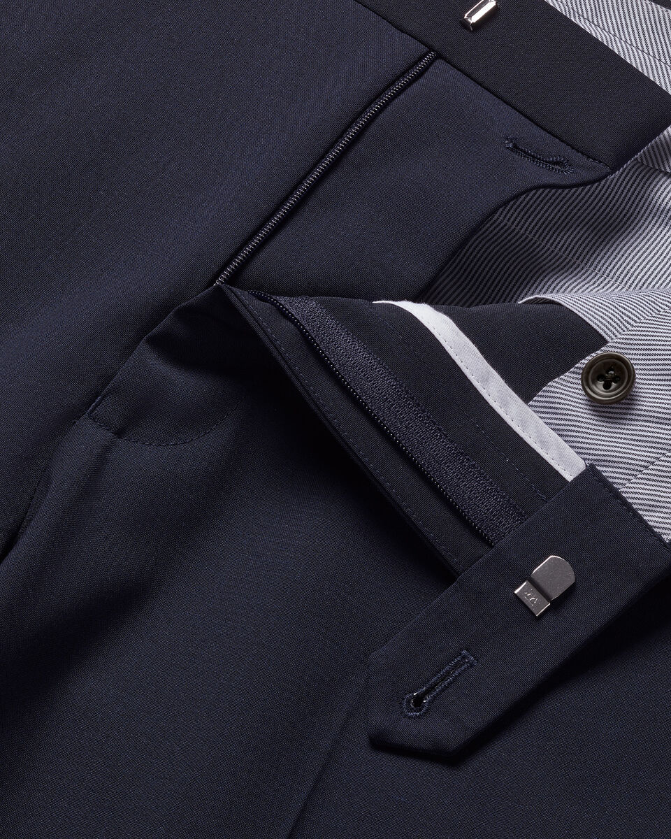 Charles Tyrwhitt Wool Stretch Trousers - Navy