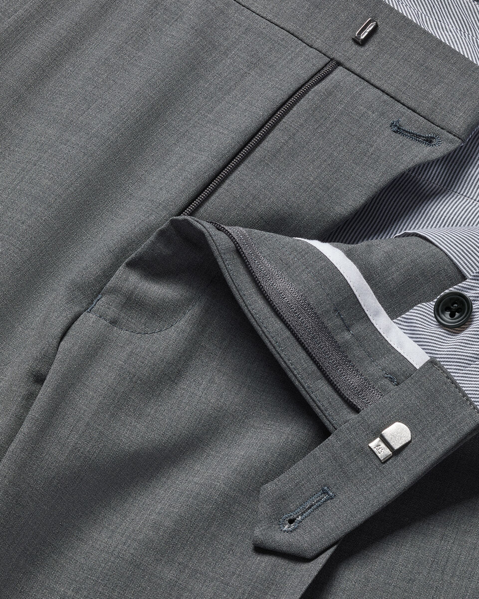 Charles Tyrwhitt Pleat Front Wool Stretch Trousers - Grey