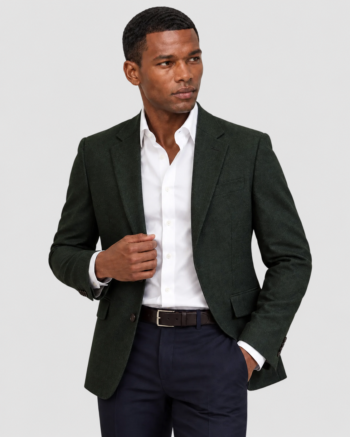 Charles Tyrwhitt Wool Textured Jacket - Forest Green