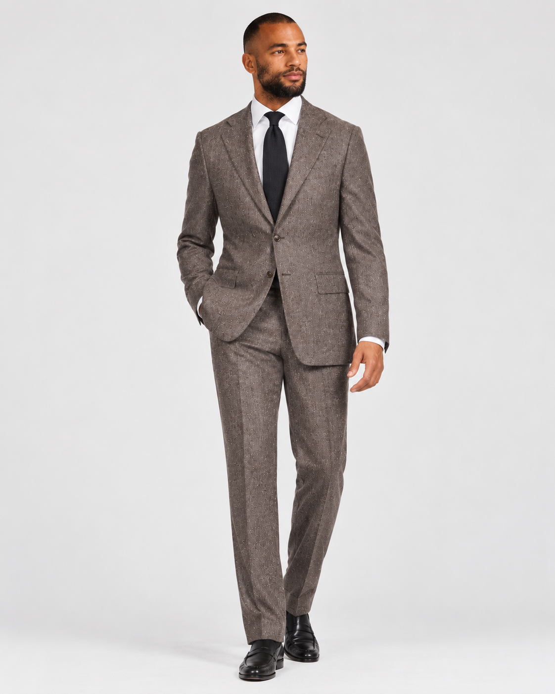 Hawes & Curtis Tailored Fit Brown Fine Bouclé Tweed 1913 Suit