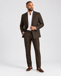 Charles Tyrwhitt Double Breasted Linen Suit - Chocolate Brown