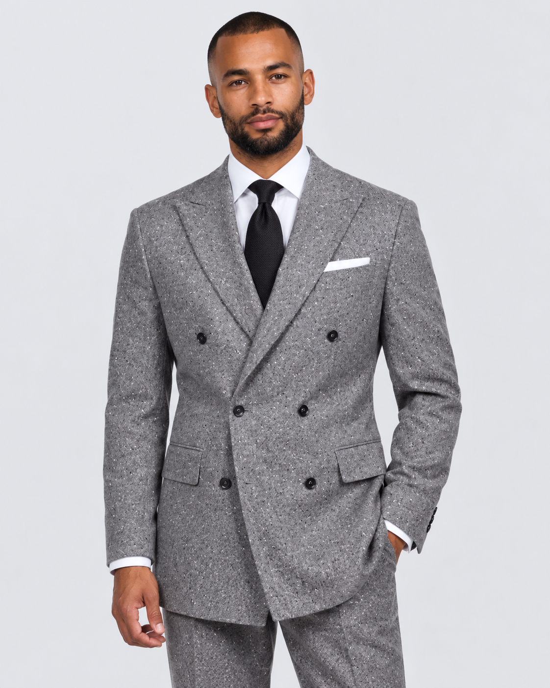 Hawes & Curtis Tailored Fit Black & White Fine Bouclé Tweed 1913 Suit