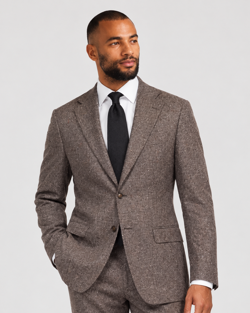 Hawes & Curtis Tailored Fit Brown Fine Bouclé Tweed 1913 Suit
