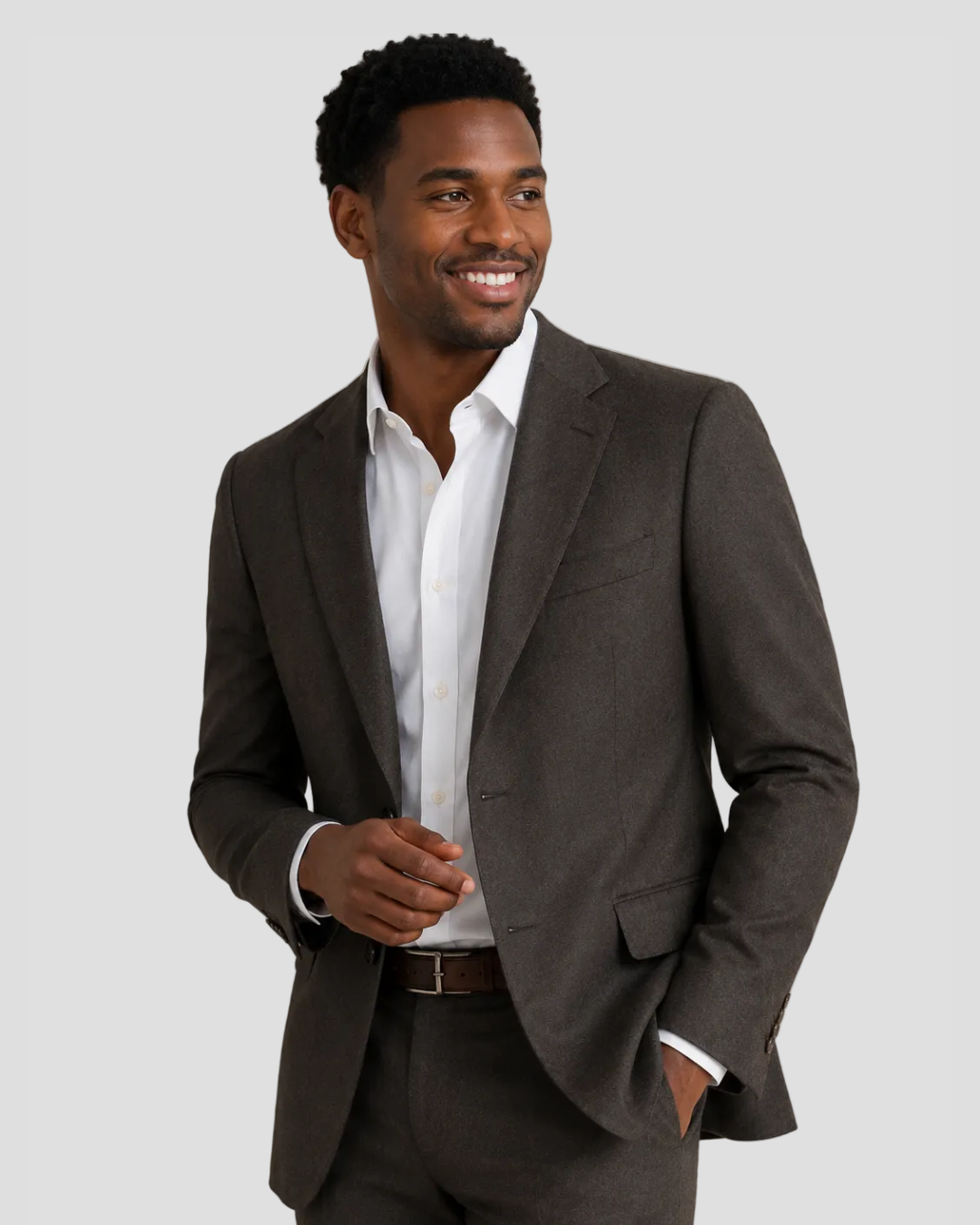 Charles Tyrwhitt Italian Flannel Suit Jacket - Mocha