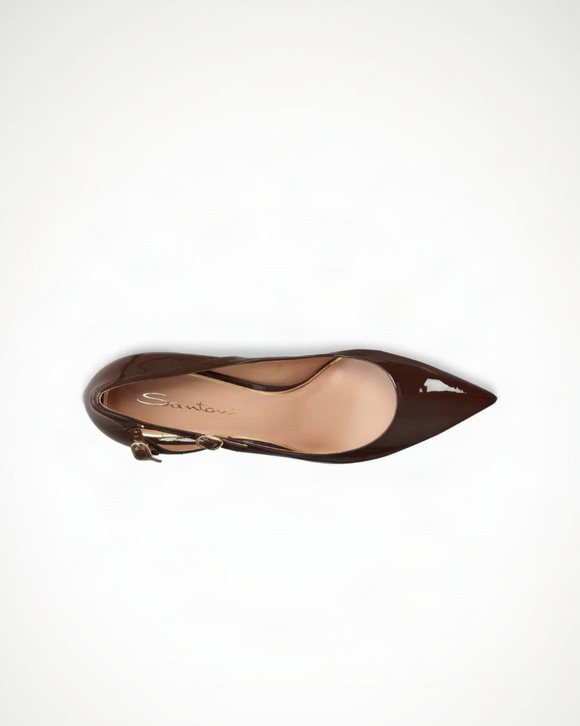 Santoni Women's Patent Leather High-Heel Pumps - Dark Brown