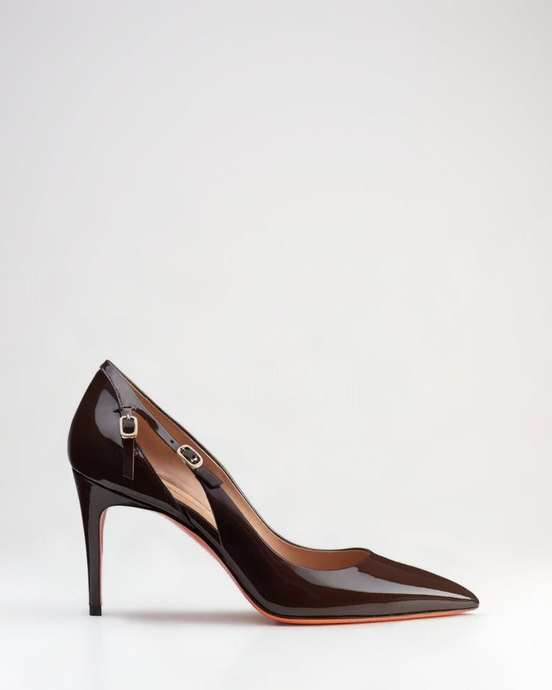 Santoni Women's Patent Leather High-Heel Pumps - Dark Brown