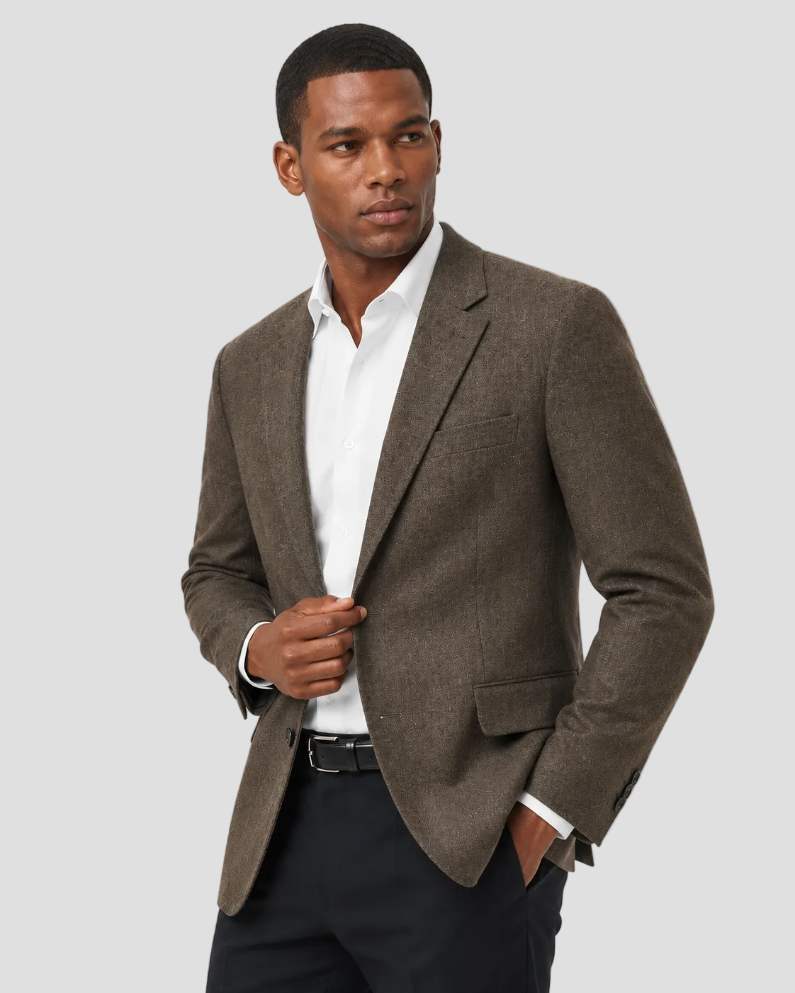 Charles Tyrwhitt Wool Textured Jacket - Mocha