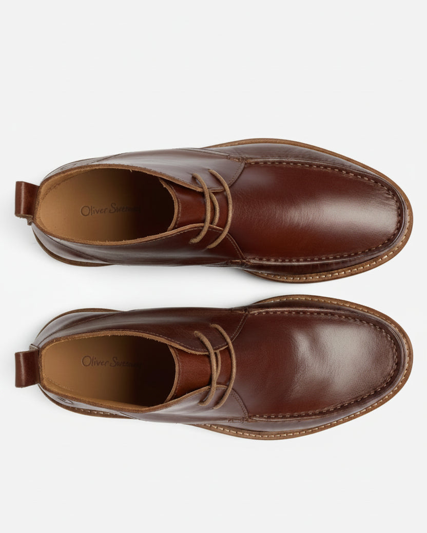 Oliver Sweeney Xixona Dark Tan/Gum – Pull-Up Calf Leather Moccasin Boots