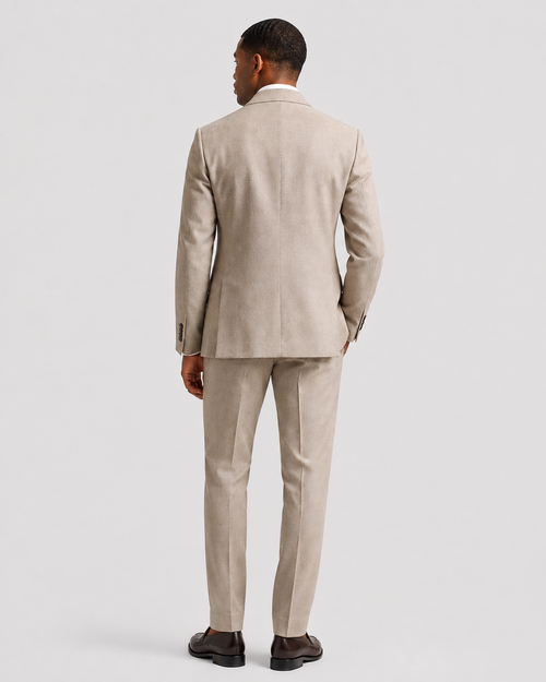 Charles Tyrwhitt Italian Luxury Double Breasted Flannel Suit - Taupe