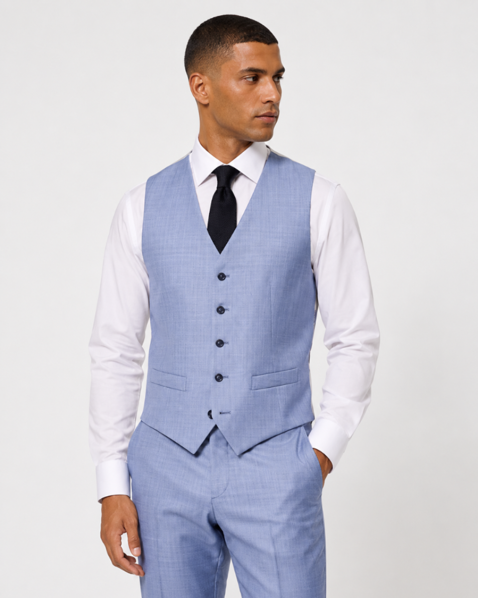 Hawes & Curtis Tailored Fit Light Blue Sharkskin 1913 Suit - LuxxeCoast