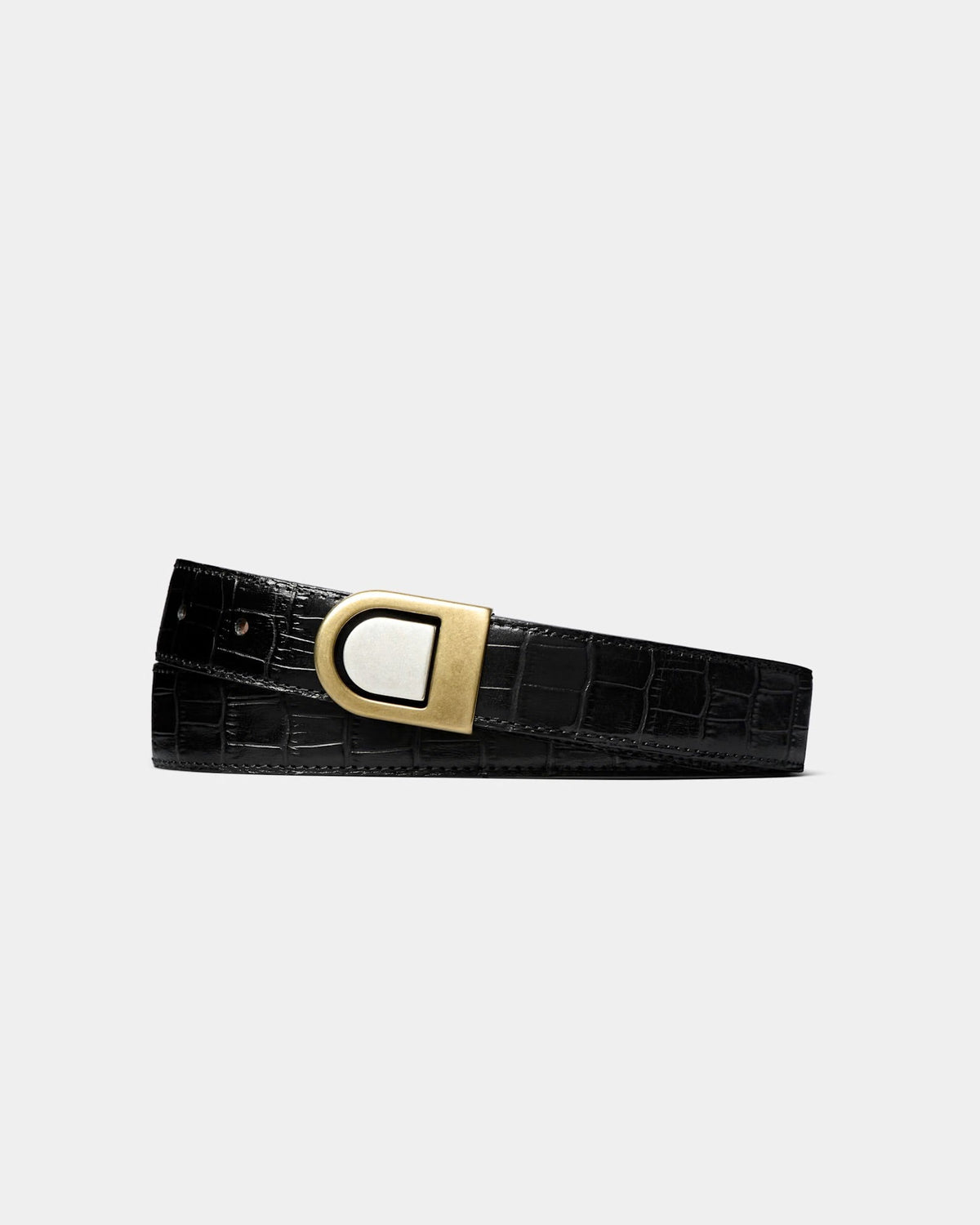 SUITSUPPLY Croc-Embossed Leather Belt - Black