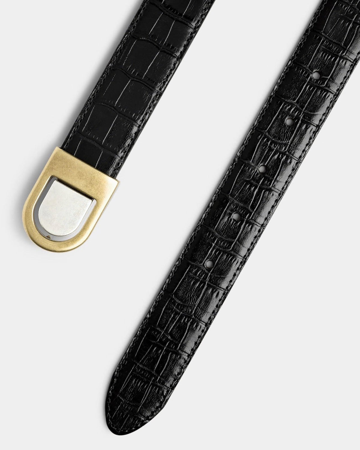 SUITSUPPLY Croc-Embossed Leather Belt - Black