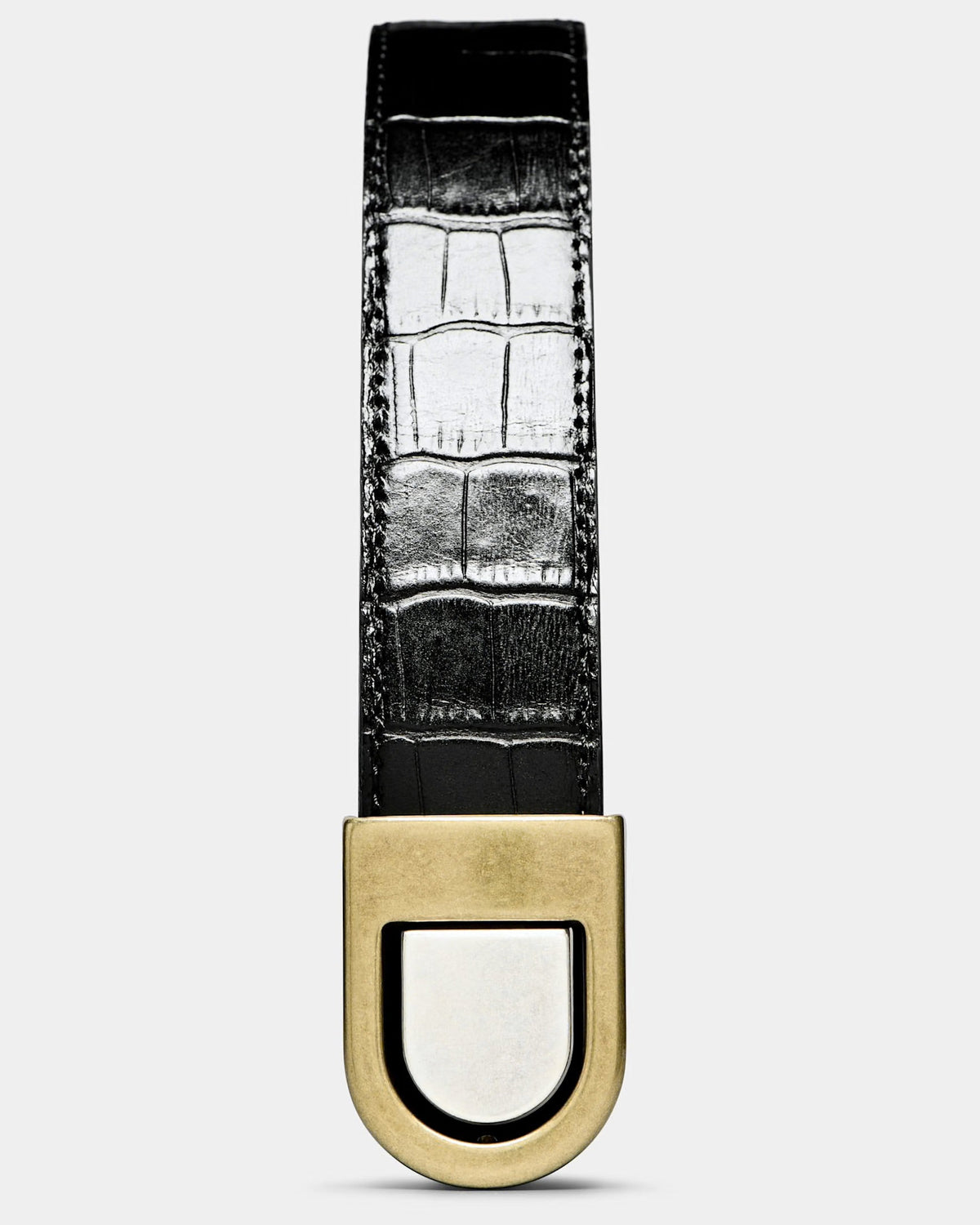 SUITSUPPLY Croc-Embossed Leather Belt - Black