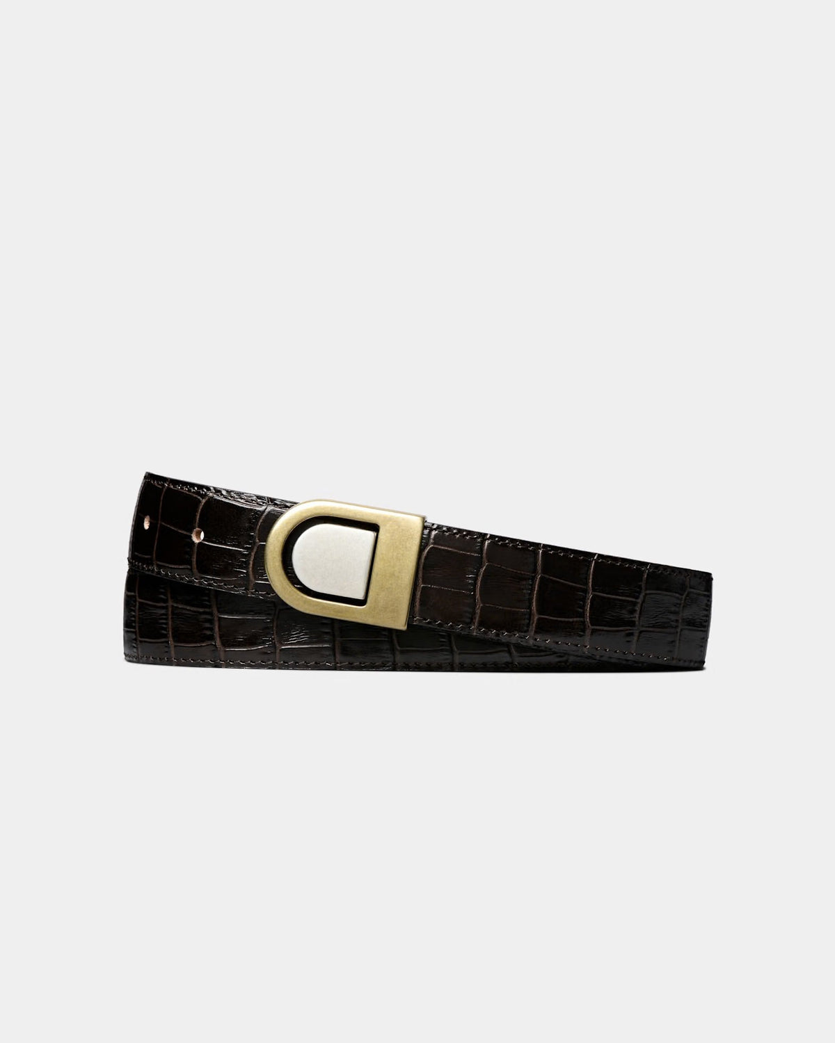 SUITSUPPLY Croc-Embossed Leather Belt - Brown