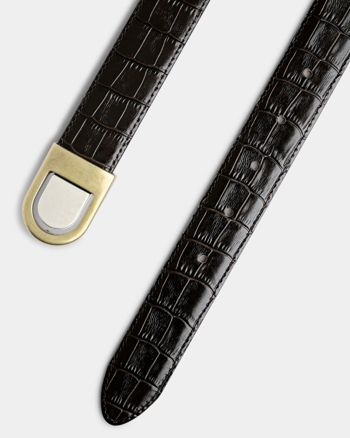 SUITSUPPLY Croc-Embossed Leather Belt - Brown