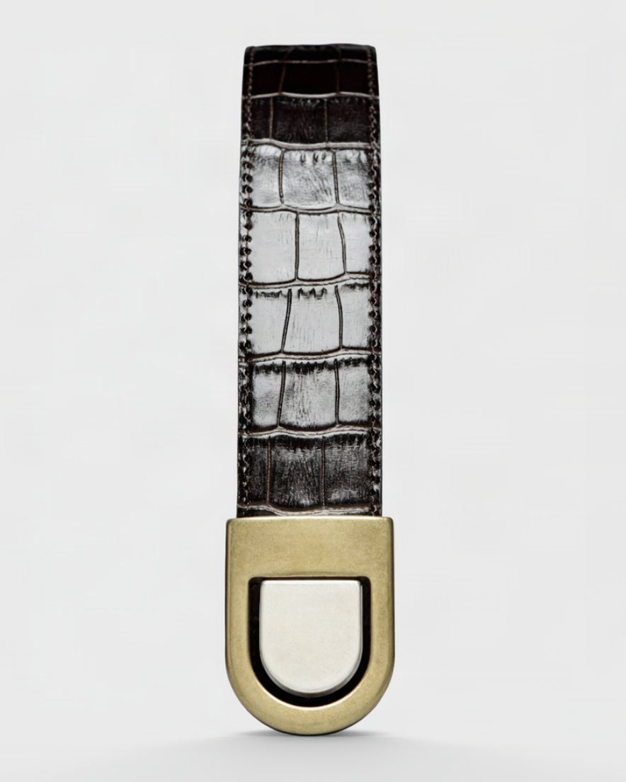 SUITSUPPLY Croc-Embossed Leather Belt - Brown