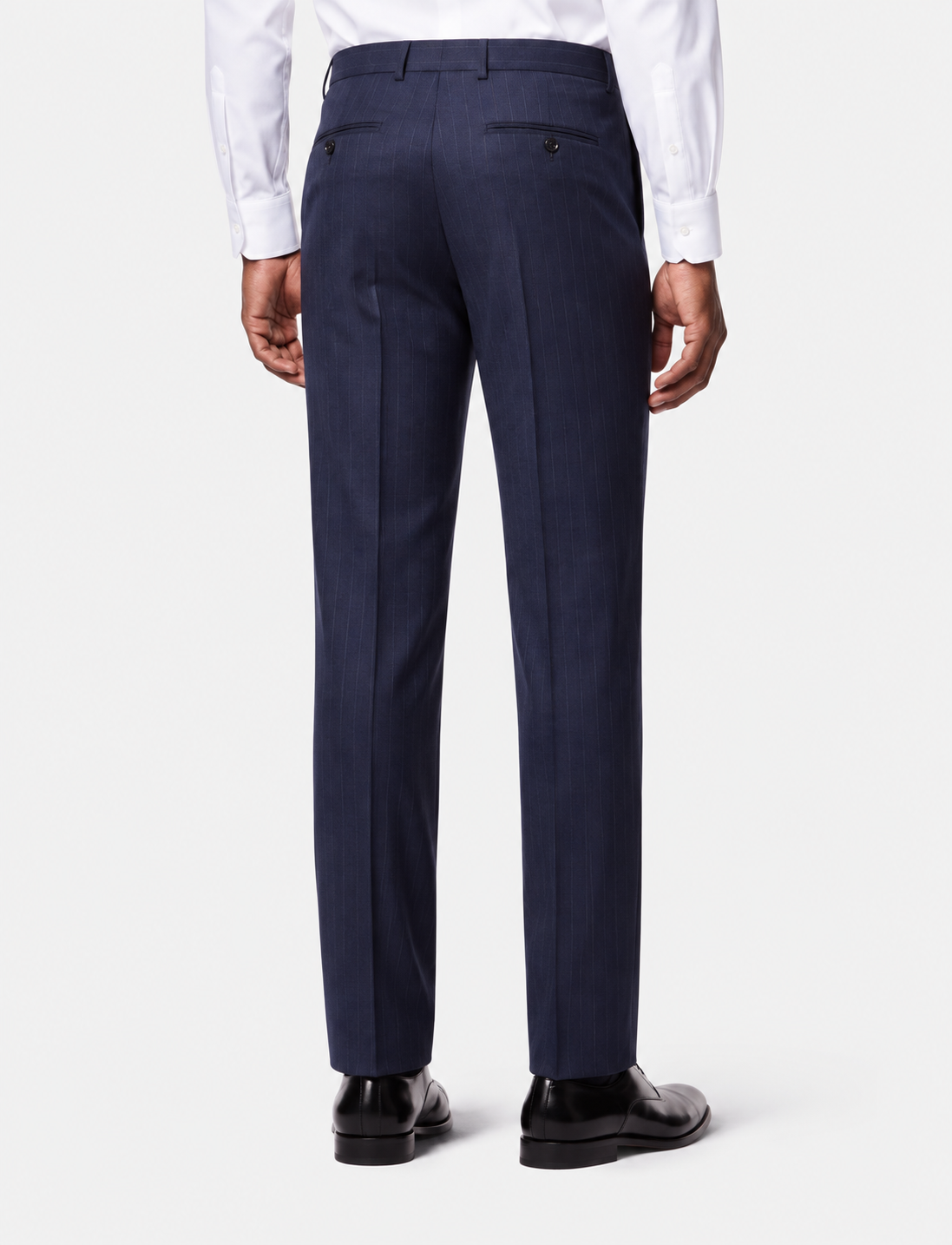 Hawes & Curtis Tailored Fit Dark Blue Stripe 1913 Suit - Super 130s Flannel Wool