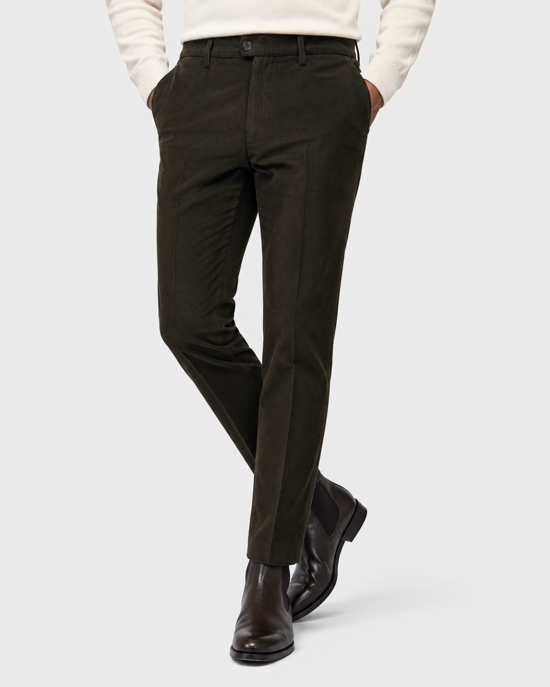 Hawes & Curtis Regular Fit Dark Green Corduroy Trousers