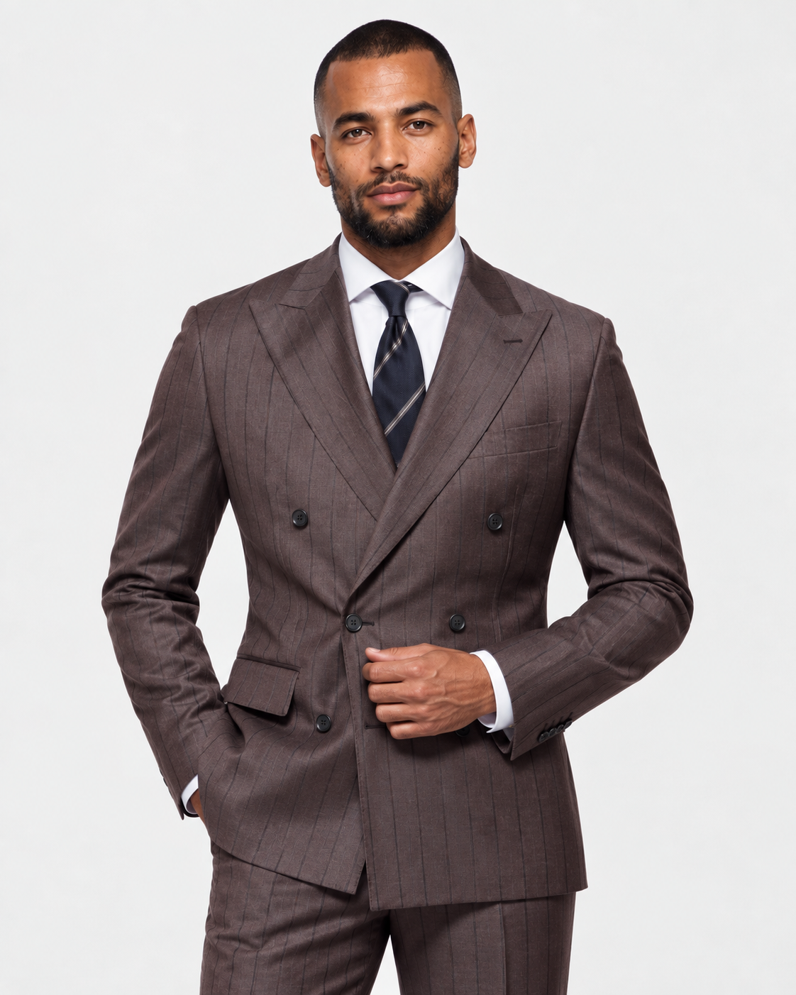 Hawes & Curtis Tailored Fit Brown Stripe 1913 Suit