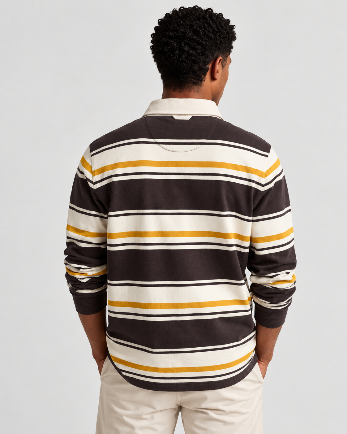 GANT Striped Heavy Rugger - Charred Wood Brown
