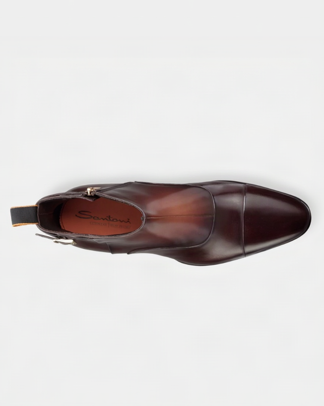 Brown-burgundy boot with only the background changed to almost-white grey