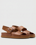 Brown sandal pair with the approved grey background and matching placement