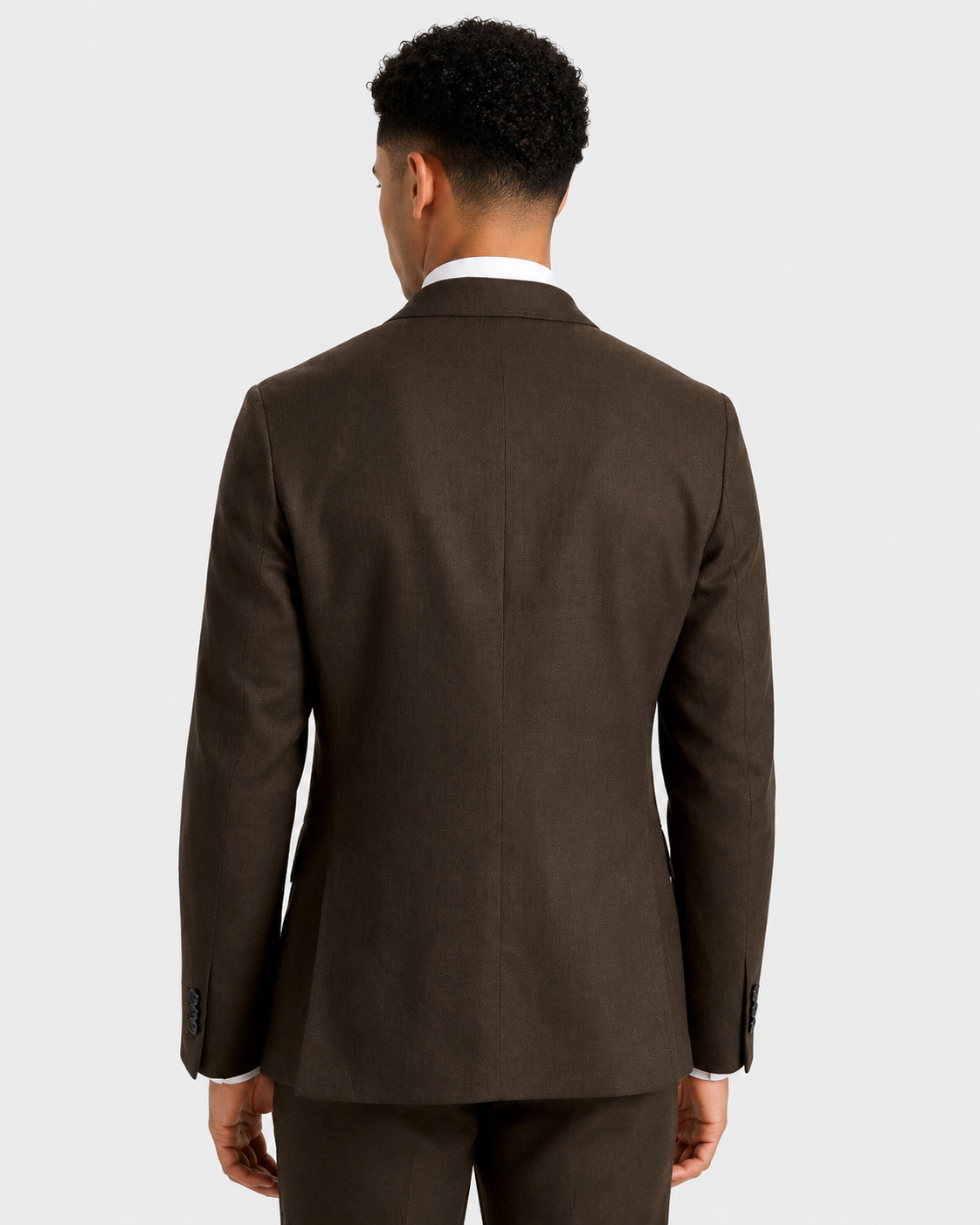 Charles Tyrwhitt Double Breasted Linen Suit - Chocolate Brown