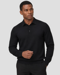 Charles Tyrwhitt Pure Merino Wool Button Neck Polo - Black