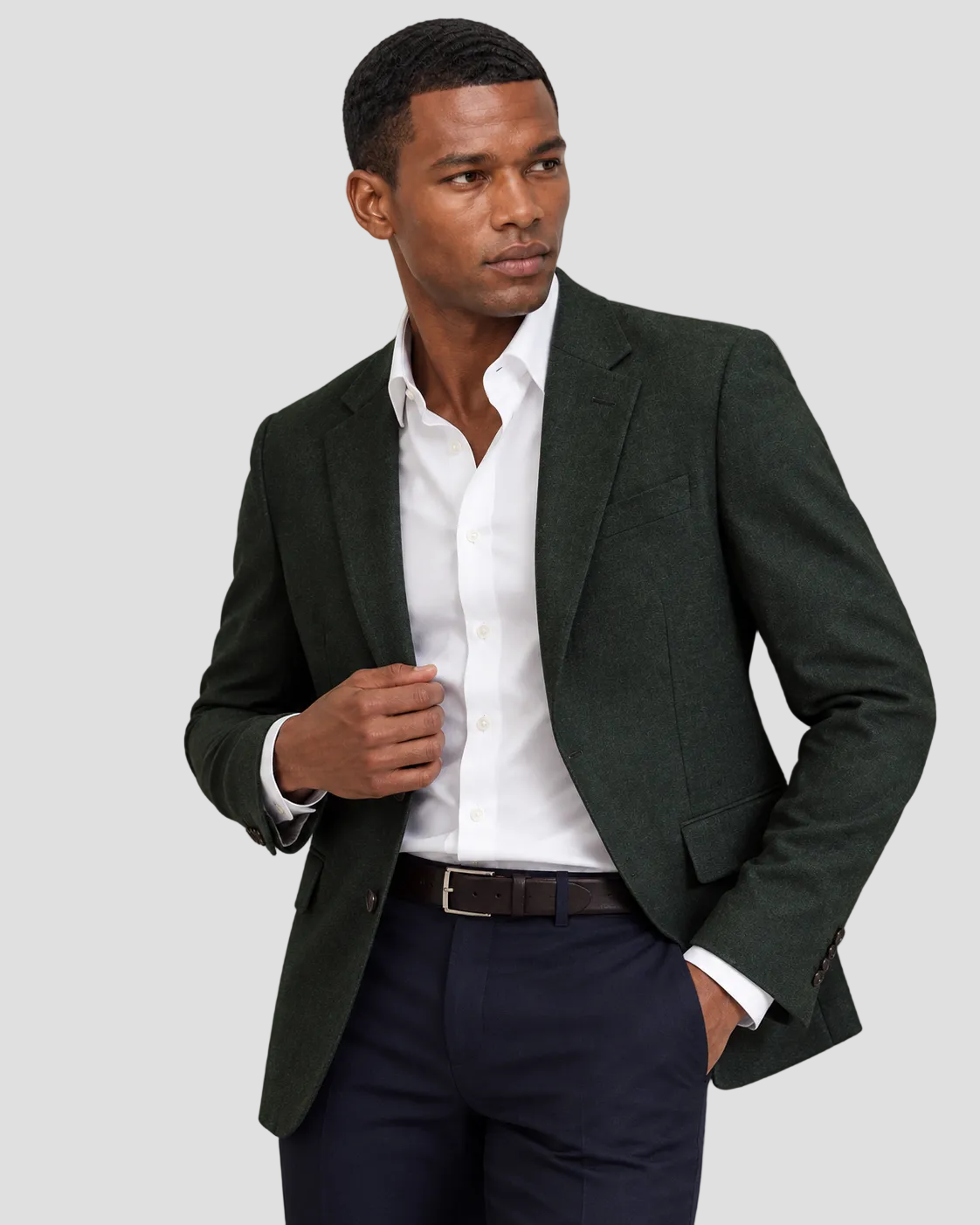 Charles Tyrwhitt Wool Textured Jacket - Forest Green