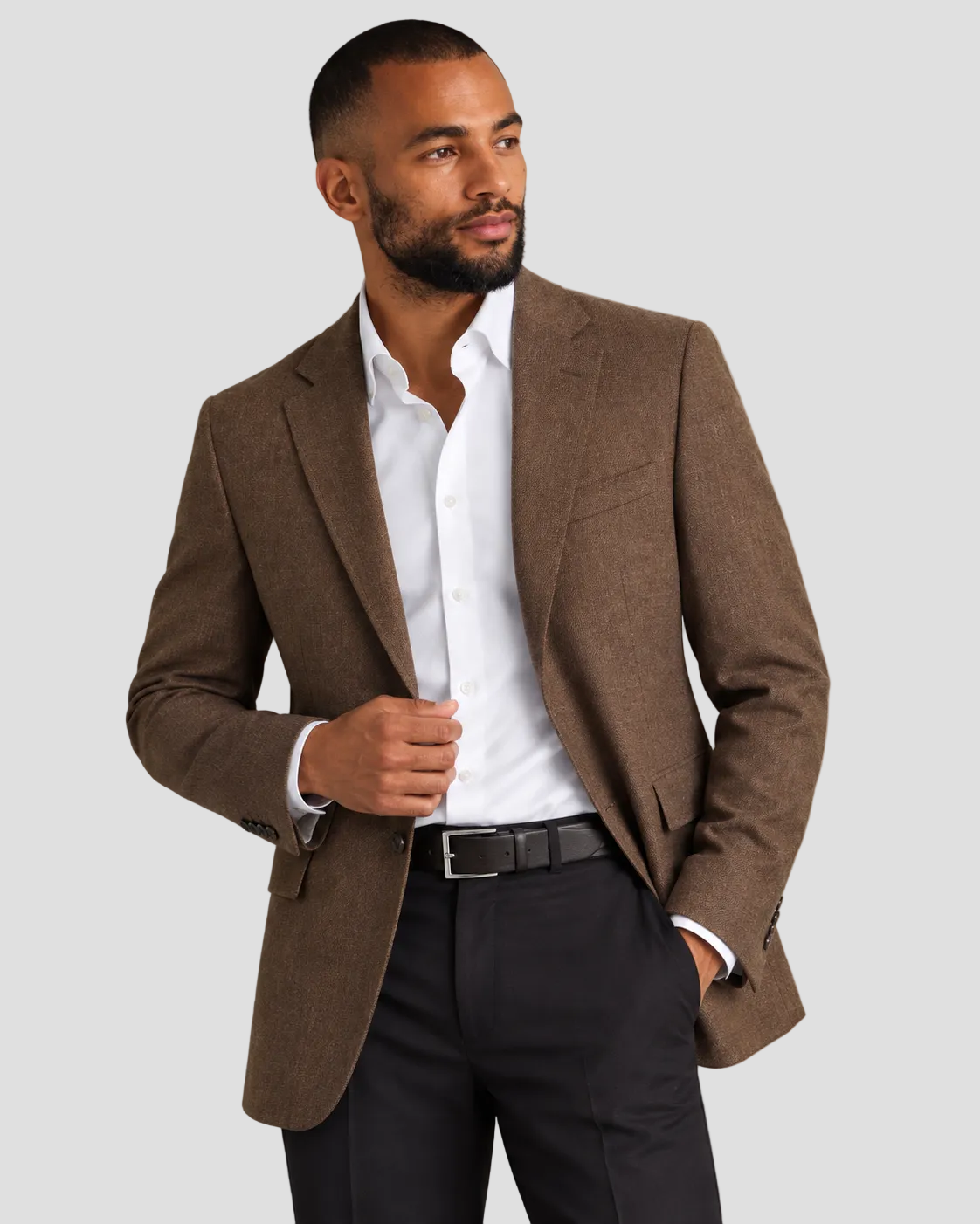 Charles Tyrwhitt Wool Textured Jacket - Toffee