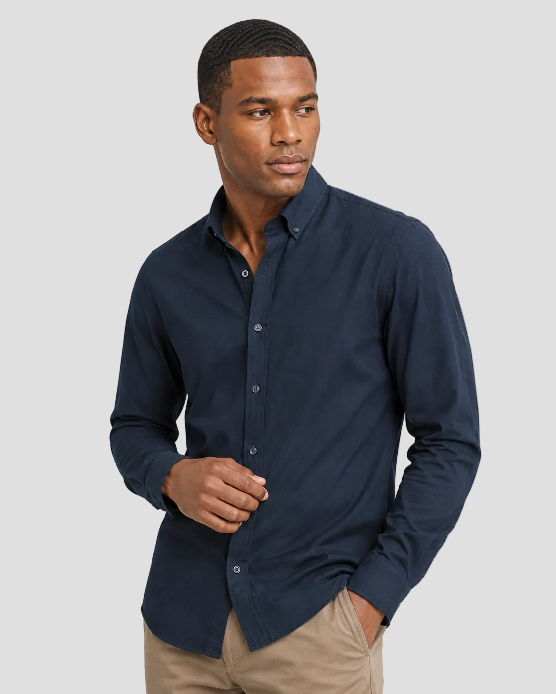 Charles Tyrwhitt Brushed Flannel Shirt - Navy Blue