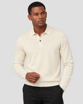 Charles Tyrwhitt Pure Merino Wool Button Neck Polo - Cream