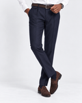 Charles Tyrwhitt Pleat Front Wool Stretch Trousers - Navy