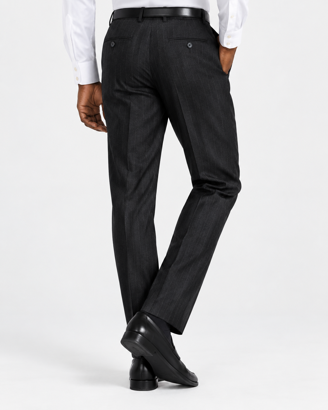 Charles Tyrwhitt Italian Flannel Stripe Suit Trousers - Charcoal Grey