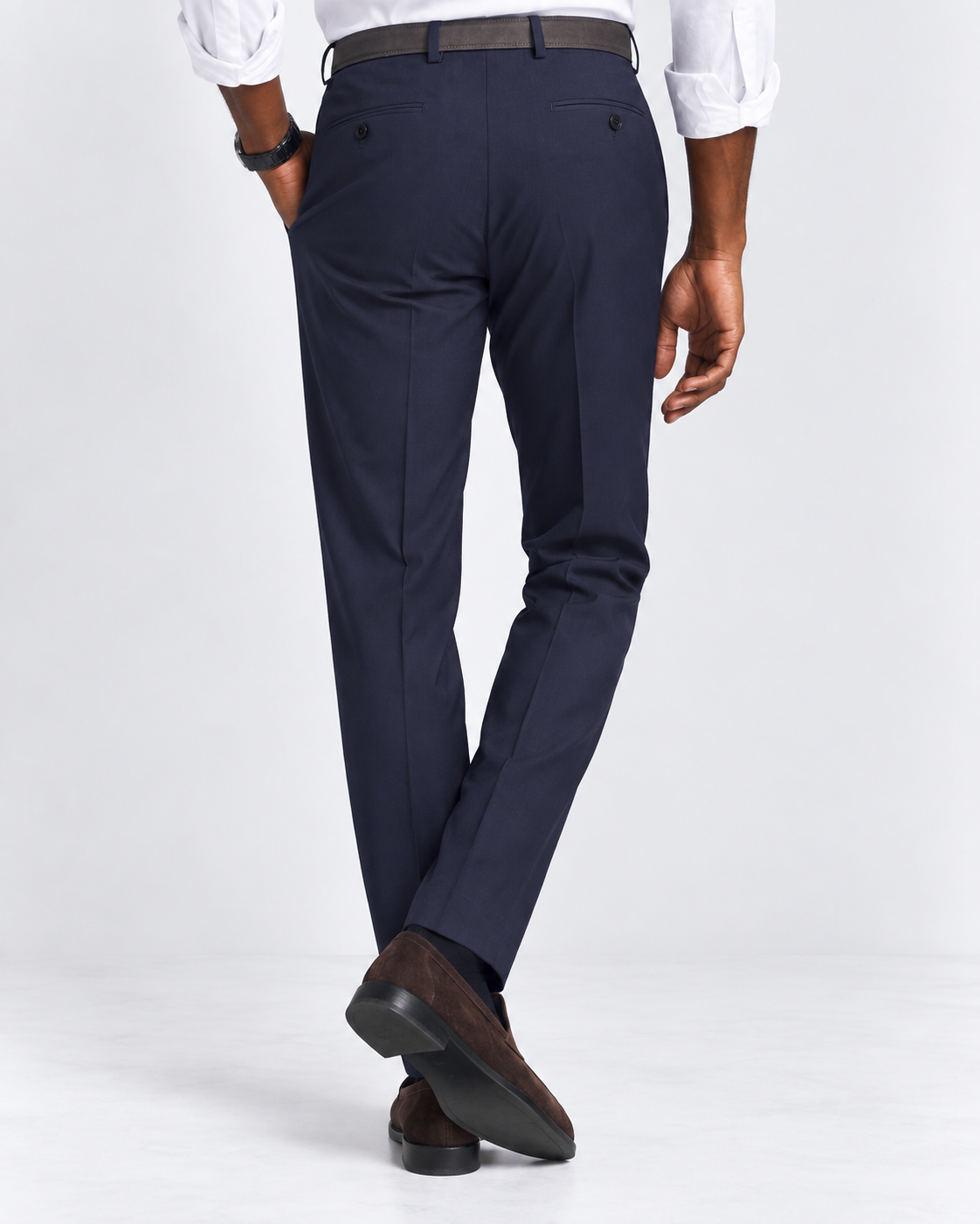 Charles Tyrwhitt Pleat Front Wool Stretch Trousers - Navy