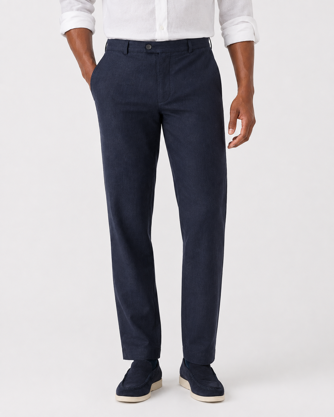 Charles Tyrwhitt Linen Cotton Chinos - Navy