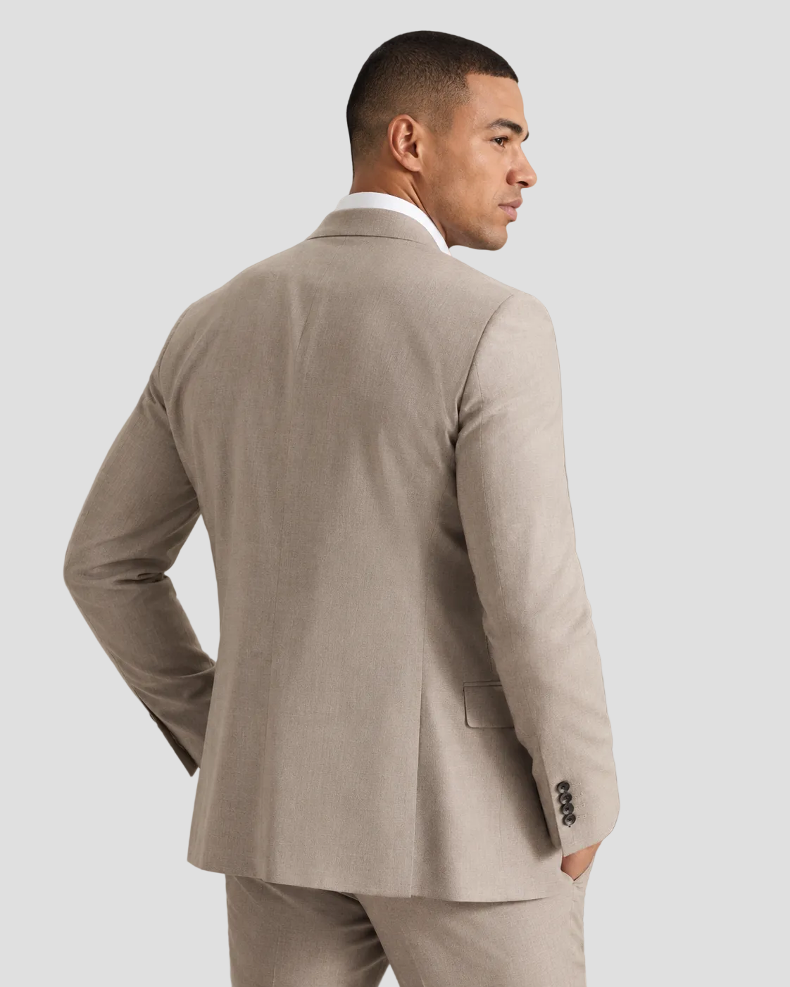 Charles Tyrwhitt Italian Luxury Double Breasted Flannel Jacket - Taupe