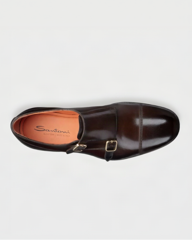 Double-monk shoe with only the background changed to almost-white grey