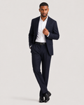 Charles Tyrwhitt Italian Luxury Flannel Pleated Trouser Suit - Navy