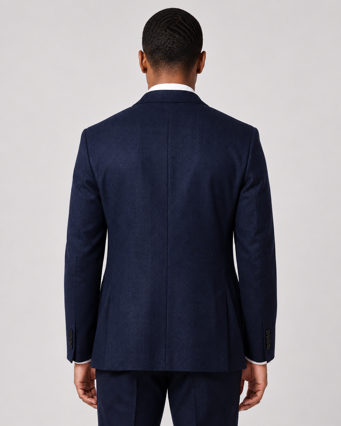Hawes & Curtis Tailored Fit Navy Herringbone 1913 Blazer