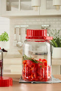 Pasabahce Harvest Glass Jar, 8 Litre – Red Cover