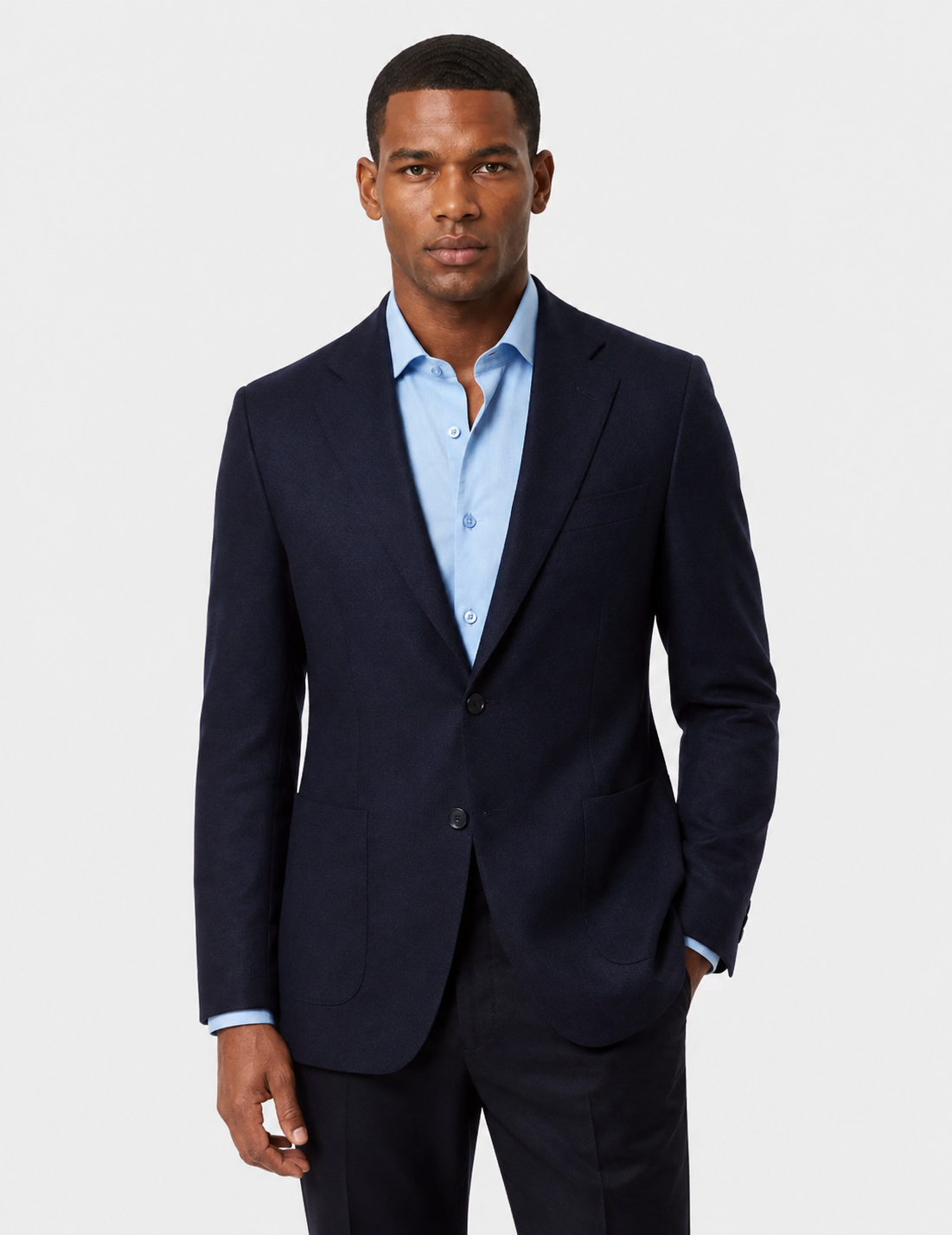 Hawes & Curtis Tailored Fit Navy Herringbone 1913 Blazer