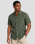 Charles Tyrwhitt Pure Linen Short Sleeve Shirt - Olive Green