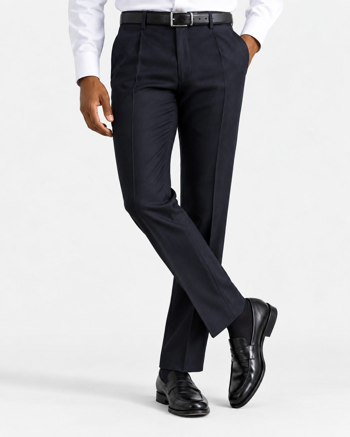 Charles Tyrwhitt Italian Flannel Pleat Front Suit Trousers - Navy