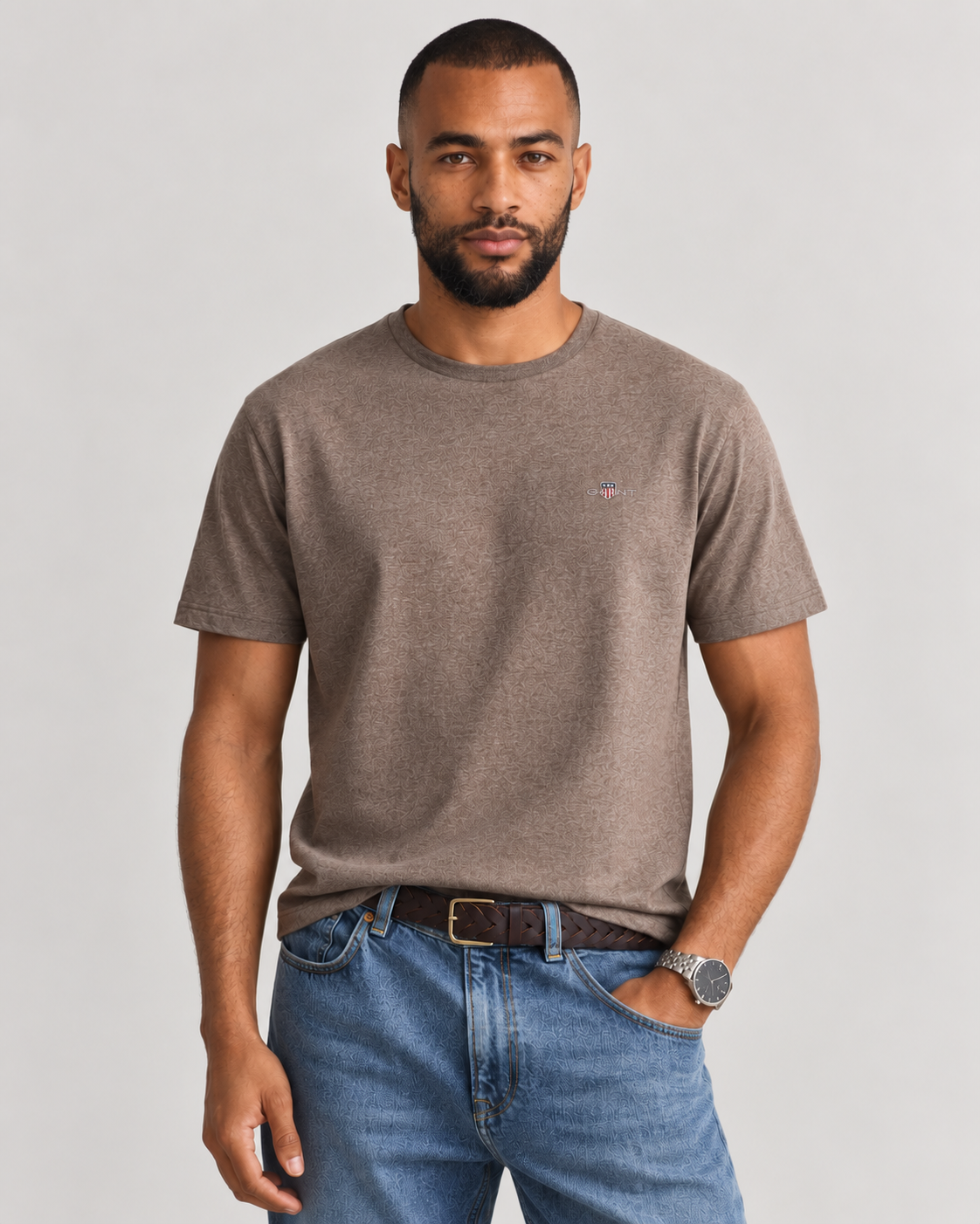 GANT Regular Shield T-Shirt - Dk Hazelnut Melange
