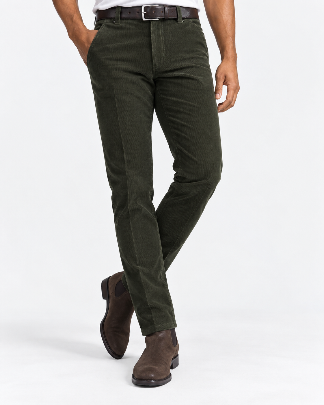 Charles Tyrwhitt Corduroy 5 Pocket Trousers - Forest Green
