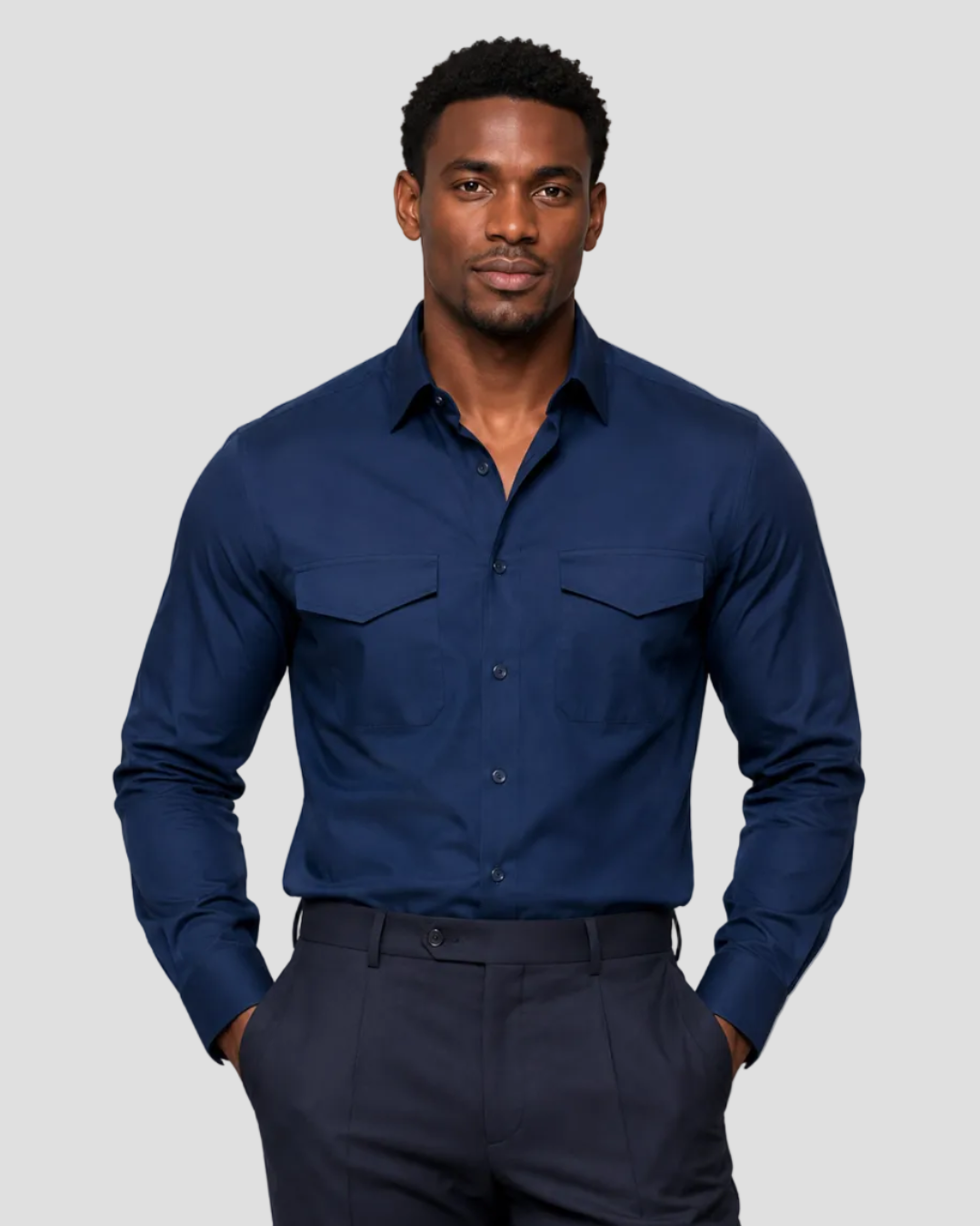 Hawes & Curtis Slim Fit Brushed Shirt - Navy