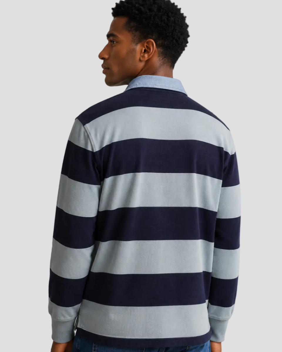 GANT Chambray Collar Striped Heavy Rugger – Ceramic Grey